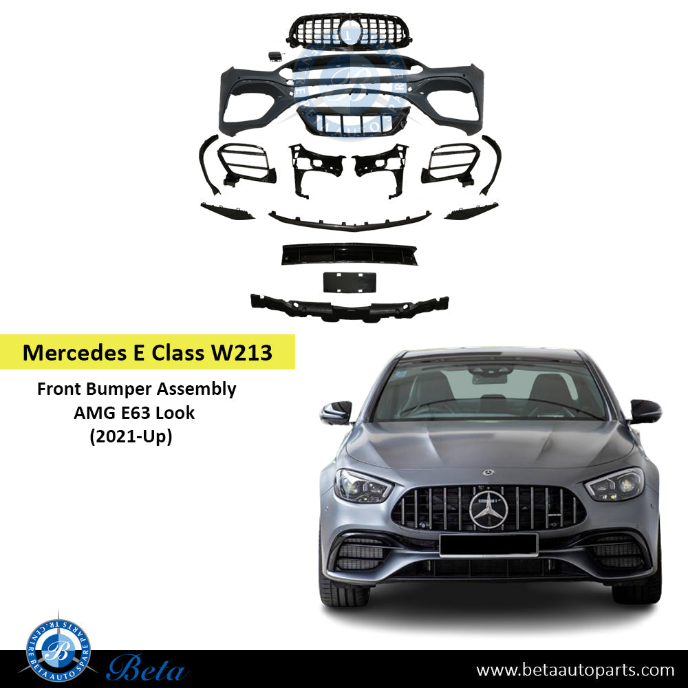 Front Bumper Assembly AMG E63 Look with PDC for Mercedes E-Class W213 2021-Up models, Part Number 2138851605 Front Bumper Assembly AMG E63 Look with PDC for Mercedes E-Class W213 2021-Up models, Part Number 2138851605